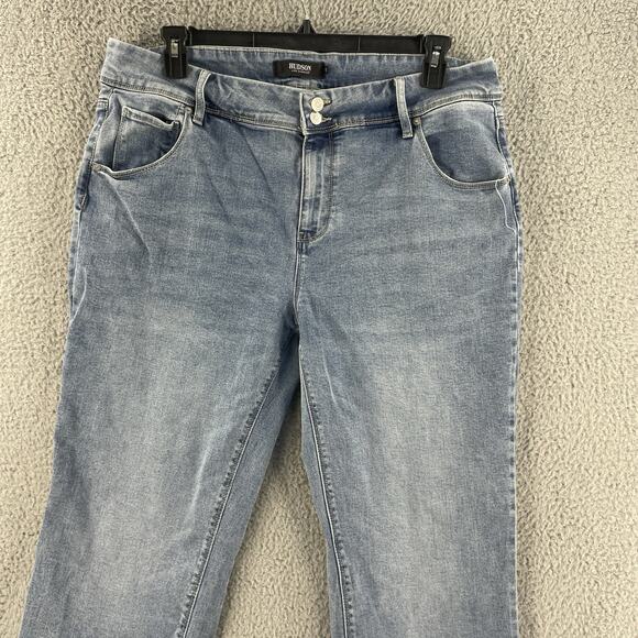 Hudson Womens Jeans Flap Pocket Button Sz 16 x 27 Straight Leg Icy Blue Mid Rise - Picture 12 of 15